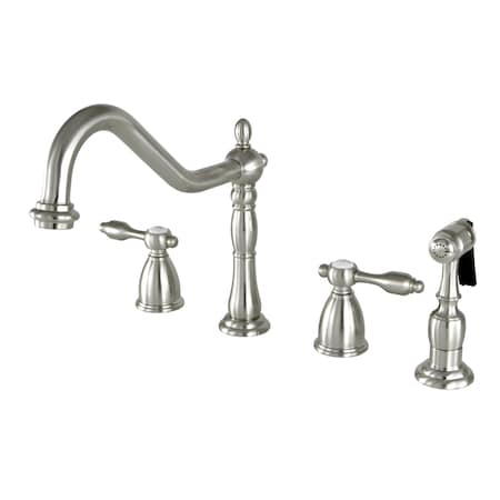 Kingston Brass Widespread Kitchen Faucet, Brushed Nickel KB1798TALBS
